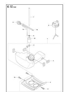 Fuel Tank Diagram and Parts List for 241R 20144900001-Current Husqvarna Brush Cutter