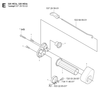 Controls Diagram and Parts List for 326HE3 (X-SERIES)(20090900001-Current)(2009) Husqvarna Hedge Trimmer