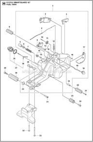 Fuel Tank Diagram and Parts List for K1270II  Husqvarna Concrete Saw