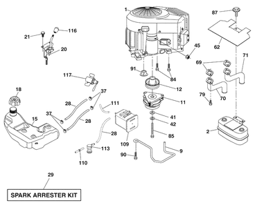Engine Diagram and Parts List for 2748GLS (96043007800)(2008-12) Husqvarna Lawn Mower