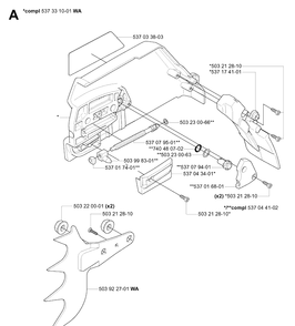 Clutch Cover Diagram and Parts List for 575XP 20051400001-20070100000 Husqvarna Chainsaw