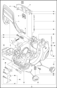 Fuel Tank And Handle Diagram and Parts List for 1202020  Husqvarna Chainsaw