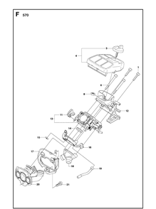 Carburetor And Air Filter Diagram and Parts List for 570 (570 EPA)(20090100001-Current) Husqvarna Chainsaw