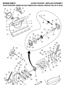 Auger Housing And Impeller Diagram and Parts List for 1130STE (EI1130STE)(2007-01) Husqvarna Snow Blower