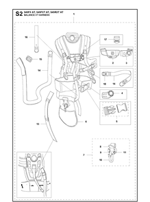 Harness Diagram and Parts List for 545FXAT  Husqvarna Brush Cutter