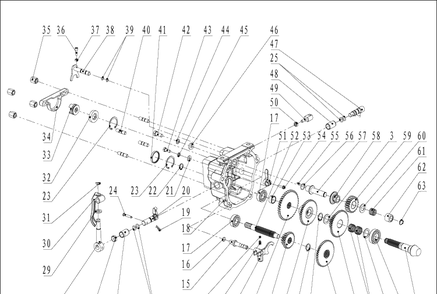 Transmission Diagram and Parts List for TF545D  Husqvarna Cultivator