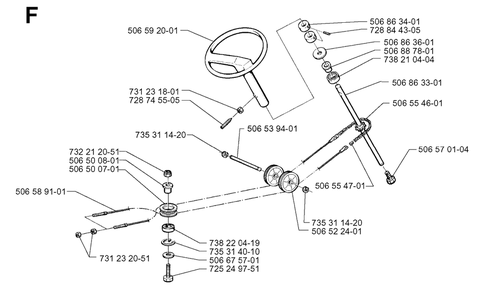 Steering 2 Diagram and Parts List for R11 1998-09 Husqvarna Lawn Tractor