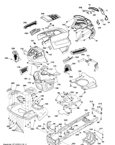 Chassis / Frame Diagram and Parts List for YTH26V54 (96043011102)(2011-08) Husqvarna Lawn Tractor