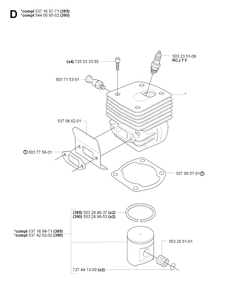 Cylinder Piston 2 Diagram and Parts List for 385 20064000001-Current Husqvarna Chainsaw