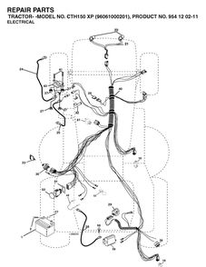 Electrical Diagram and Parts List for CTH150XP (96061000201)(2005-04) Husqvarna Lawn Tractor