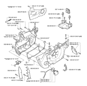 Crankcase Diagram and Parts List for 353EPA 2002-09 Husqvarna Chainsaw