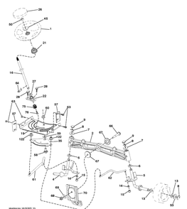 Steering Diagram and Parts List for YTH18K42 (96043025100)(2017-09) Husqvarna Lawn Tractor