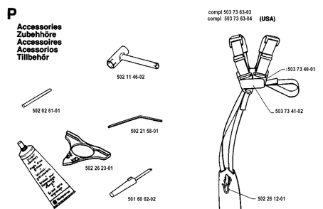 Accessories Diagram and Parts List for 232R 19940600001-19954500000 Husqvarna Brush Cutter