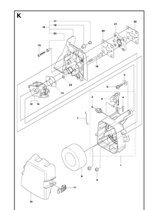 Carburetor And Air Filter Diagram and Parts List for 241R 20093600001-20144900000 Husqvarna Brush Cutter