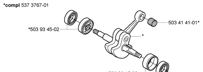 Crankshaft Diagram and Parts List for 338XPT 2005-03 Husqvarna Chainsaw