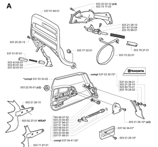 Chain Brake Diagram and Parts List for 385XP 20011300001-20034000000 Husqvarna Chainsaw