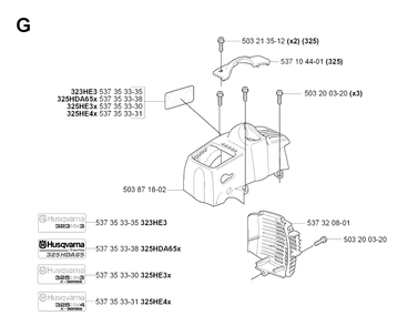 Cylinder Cover Diagram and Parts List for 323HE3 20090900001-Current Husqvarna Hedge Trimmer