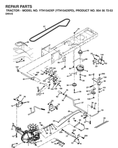Drive 2 Diagram and Parts List for YTH1542XP (954567253)(2001-12) Husqvarna Lawn Tractor