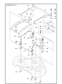 44 Inch/112cm Cutting Deck Diagram and Parts List for R316TS AWD Husqvarna Lawn Mower