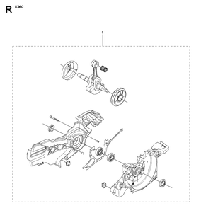 Crankcase 2 Diagram and Parts List for K960 2007-10 Husqvarna Lawn Tractor Accessories