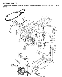 Drive Diagram and Parts List for CTH151XP (HAUCT15H36B)(2004-09) Husqvarna Lawn Tractor