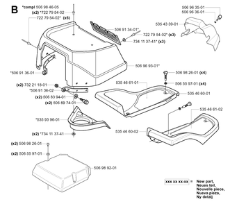 Hood Diagram and Parts List for R13C (965070401)(2006-01) Husqvarna Lawn Tractor