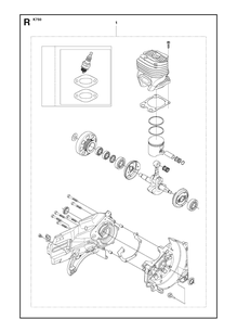 Crankcase Diagram and Parts List for K750 2009-07 Husqvarna Lawn Tractor Accessories