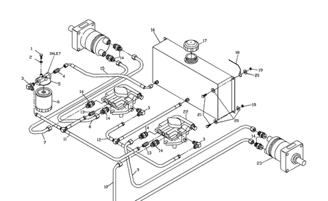 Hydraulic Assembly Diagram and Parts List for ZTHKH4820 2000-05 Husqvarna Lawn Mower