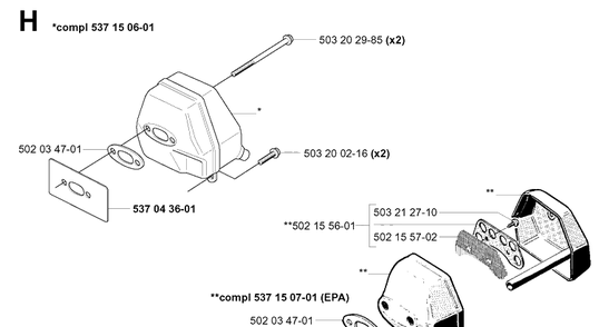Muffler Diagram and Parts List for 252RX 20011800001-20023100000 Husqvarna Brush Cutter