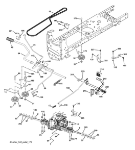 Drive Diagram and Parts List for YTH2042 2020 Husqvarna Lawn Tractor