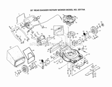 Page B Diagram and Parts List for 2D779A 1999 And Before Husqvarna Lawn Mower