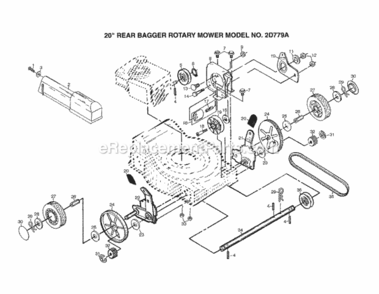 Page C Diagram and Parts List for 2D779A 1999 And Before Husqvarna Lawn Mower