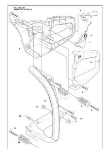 Handle And Controls Diagram and Parts List for 455E 2009-10 Husqvarna Chainsaw