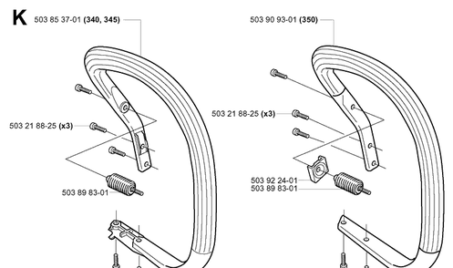 Handle Diagram and Parts List for 340 20041000001-Current Husqvarna Chainsaw