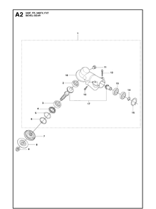 Bevel Gear Diagram and Parts List for 343F  Husqvarna Brush Cutter