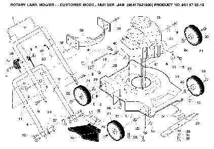 Product Complete Diagram and Parts List for J49 (95417021900-954170219)(2005-02) Husqvarna Lawn Mower