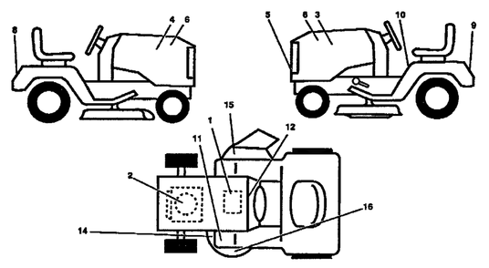 Decals Diagram and Parts List for YTH142 (954000352-A)(1991-08) Husqvarna Lawn Tractor
