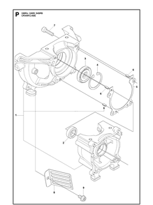 Crankcase Diagram and Parts List for 243R 20121000001-Current Husqvarna Brush Cutter