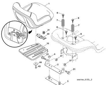 Seat Assembly Diagram and Parts List for 2748GLS (96043007800)(2008-12) Husqvarna Lawn Mower