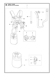 Harness Diagram and Parts List for 535IRX  Husqvarna Brush Cutter