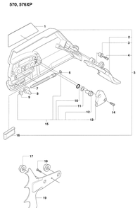 Clutch Cover Diagram and Parts List for 570EPA 2009-01 Husqvarna Chainsaw