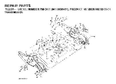 Transmission Diagram and Parts List for 700DRT (96093000401)(2006-02) Husqvarna Tiller