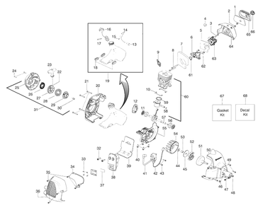 Engine Diagram and Parts List for 128C 2009-08 Husqvarna Trimmer