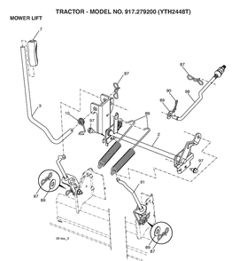 Mower Lift / Deck Lift Diagram and Parts List for YTH2448T (917279200)(2006-01) Husqvarna Lawn Tractor