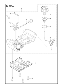 Fuel Tank Diagram and Parts List for 543RS 20141800001-20192200000 Husqvarna Brush Cutter