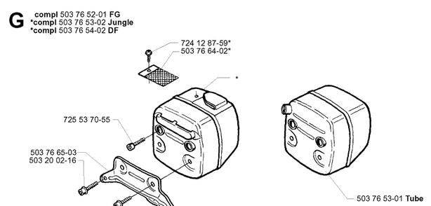 Muffler Diagram and Parts List for 372XP/ (XPG)(20014000001-20034000000) Husqvarna Chainsaw