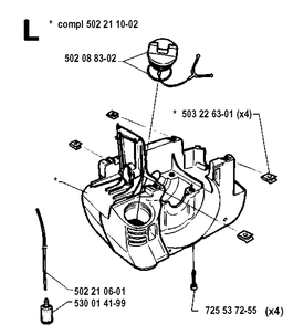Crankcase Diagram and Parts List for 232R 19940600001-19954500000 Husqvarna Brush Cutter