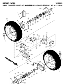 Wheels And Tires Diagram and Parts List for 1130STE (96191000400)(2005-10) Husqvarna Snow Blower