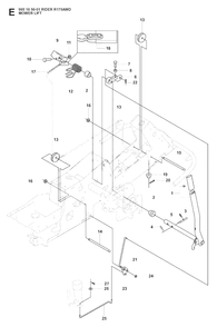 Mower Lift / Deck Lift Diagram and Parts List for R175AWD (965105001)(2008-06) Husqvarna Lawn Tractor