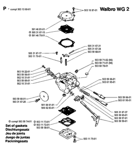 Carburetor Details Diagram and Parts List for 3120 19900100001-19942300000 Husqvarna Chainsaw